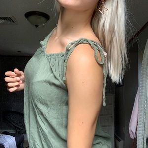 Green tie tank top